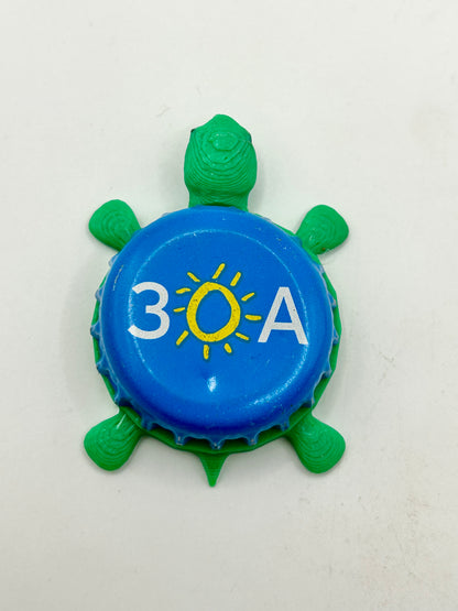 30A Grayton Brewing - Bottle Cap Magnet Turtle Shell Shocked Art