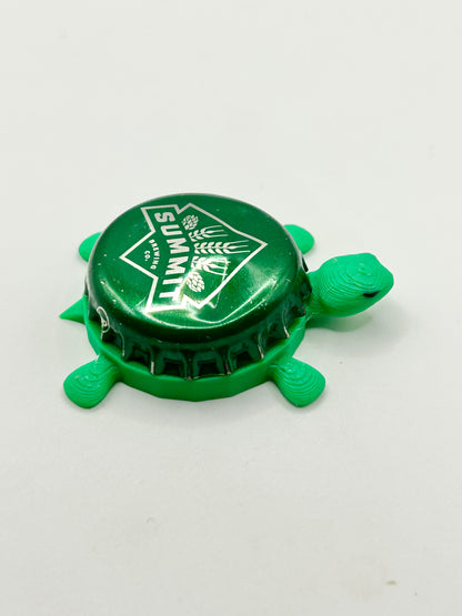 Summit Brewing (Green) - Bottle Cap Magnet Turtle Shell Shocked Art