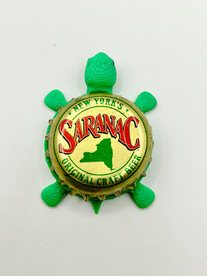 Saranac (New York) - Bottle Cap Magnet Turtle Shell Shocked Art