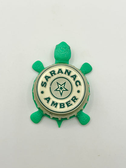 Saranac Amber - Bottle Cap Magnet Turtle Shell Shocked Art