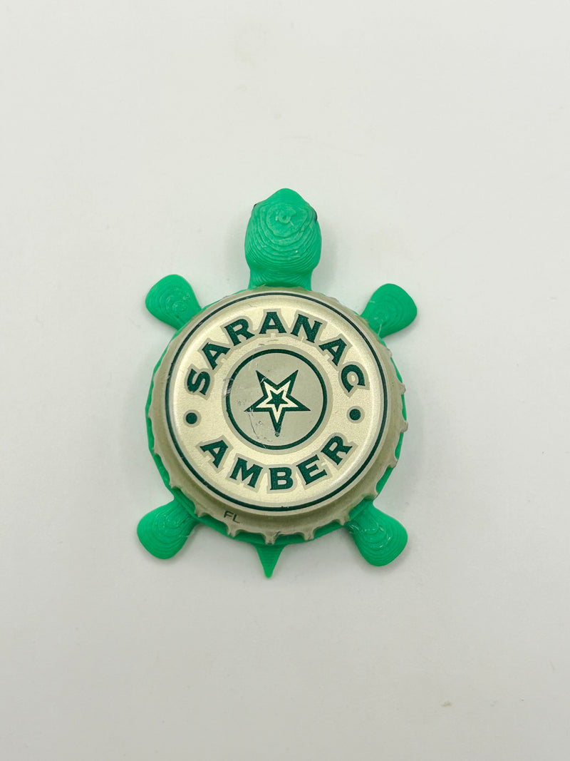 Saranac Amber - Bottle Cap Magnet Turtle Shell Shocked Art