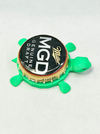 Miller Genuine Draft - Bottle Cap Magnet Turtle Shell Shocked Art