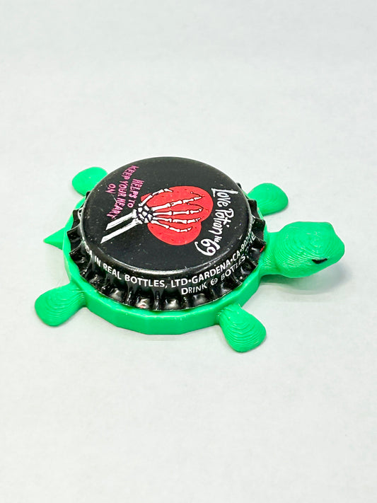 Love Potion No. 69 - Bottle Cap Magnet Turtle