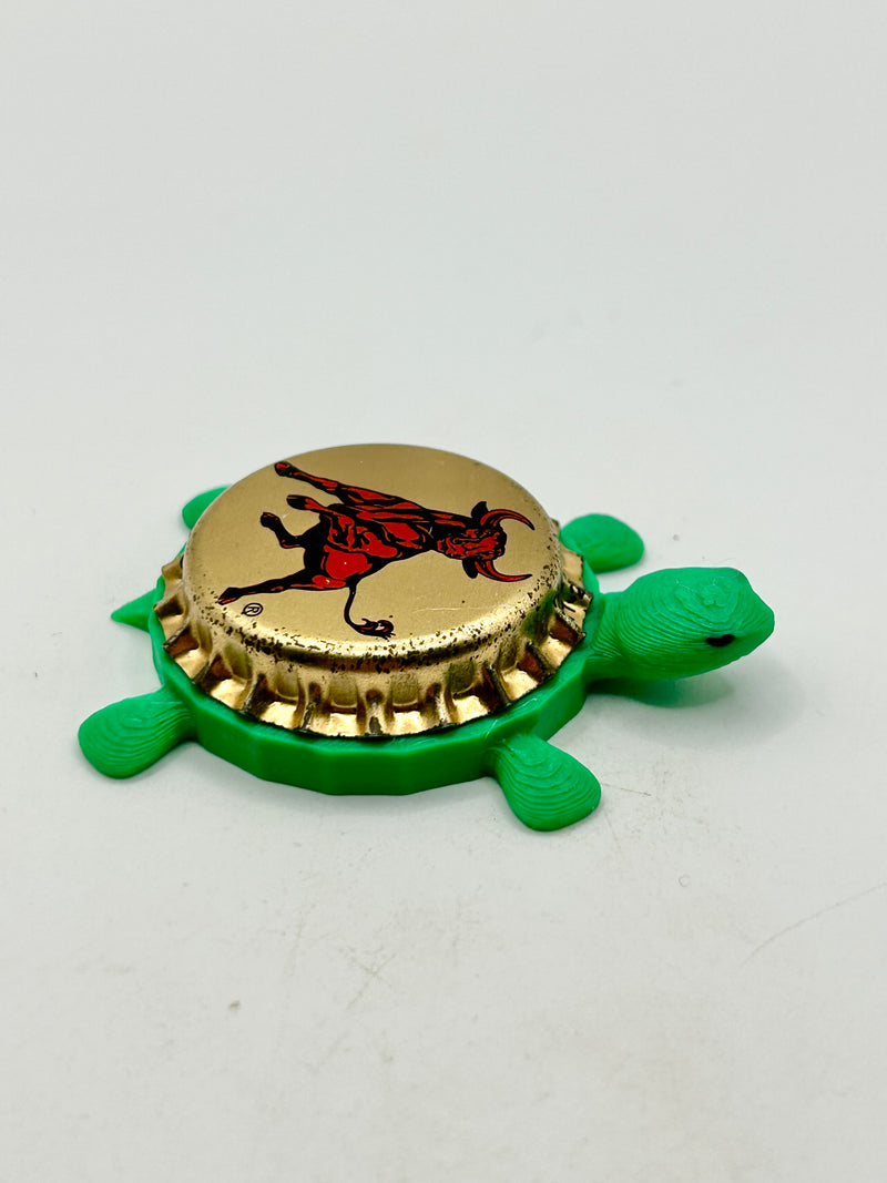 Stroh’s Beer (Red Bull) - Bottle Cap Magnet Turtle Shell Shocked Art