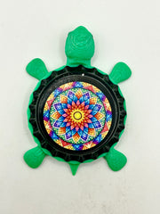 Mosaic Stained Glass - Bottle Cap Magnet Turtle Shell Shocked Art