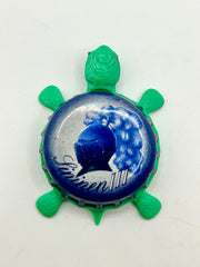 Lahden Sininen III - Bottle Cap Magnet Turtle Shell Shocked Art