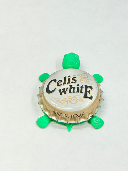 Celis White Beer - Bottle Cap Magnet Turtle Shell Shocked Art