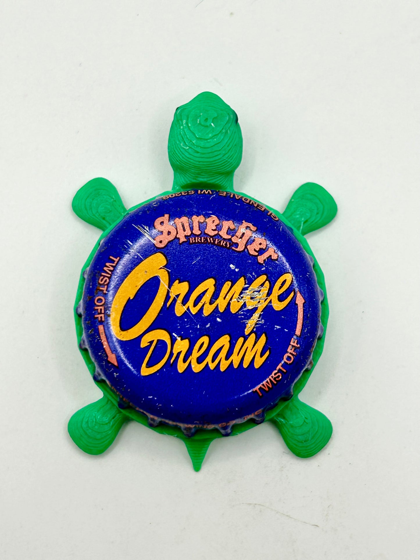 Sprecher Orange Dream - Bottle Cap Magnet Turtle