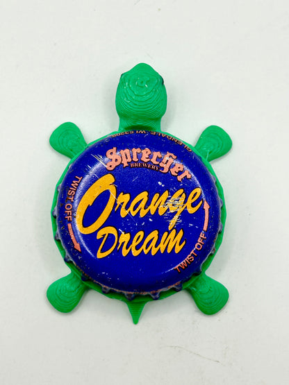 Sprecher Orange Dream - Bottle Cap Magnet Turtle Shell Shocked Art