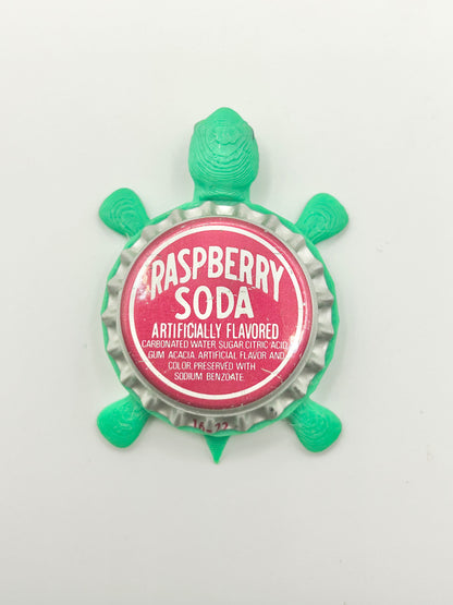 Raspberry Soda (Bright Background) - Bottle Cap Magnet Turtle Shell Shocked Art