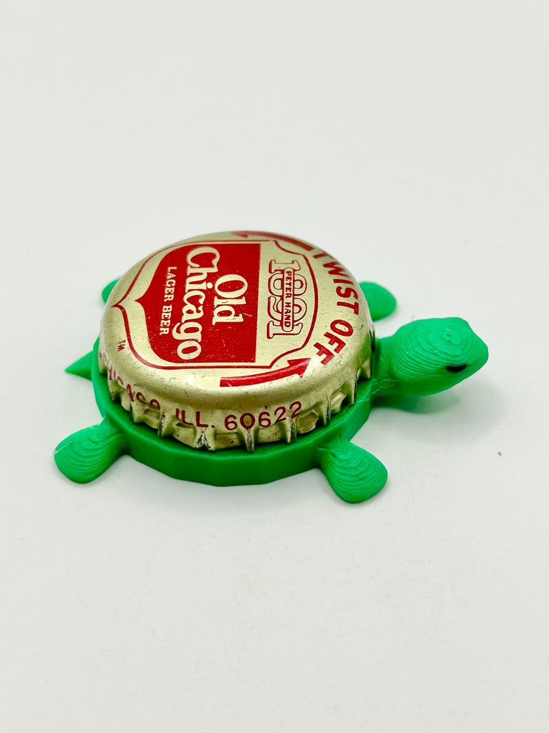 Old Chicago Lager - Bottle Cap Magnet Turtle Shell Shocked Art