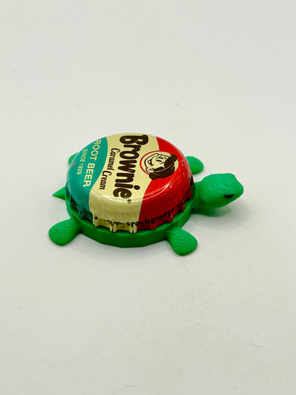 Brownie Root Beer (Boy with Cap) - Bottle Cap Magnet Turtle Shell Shocked Art