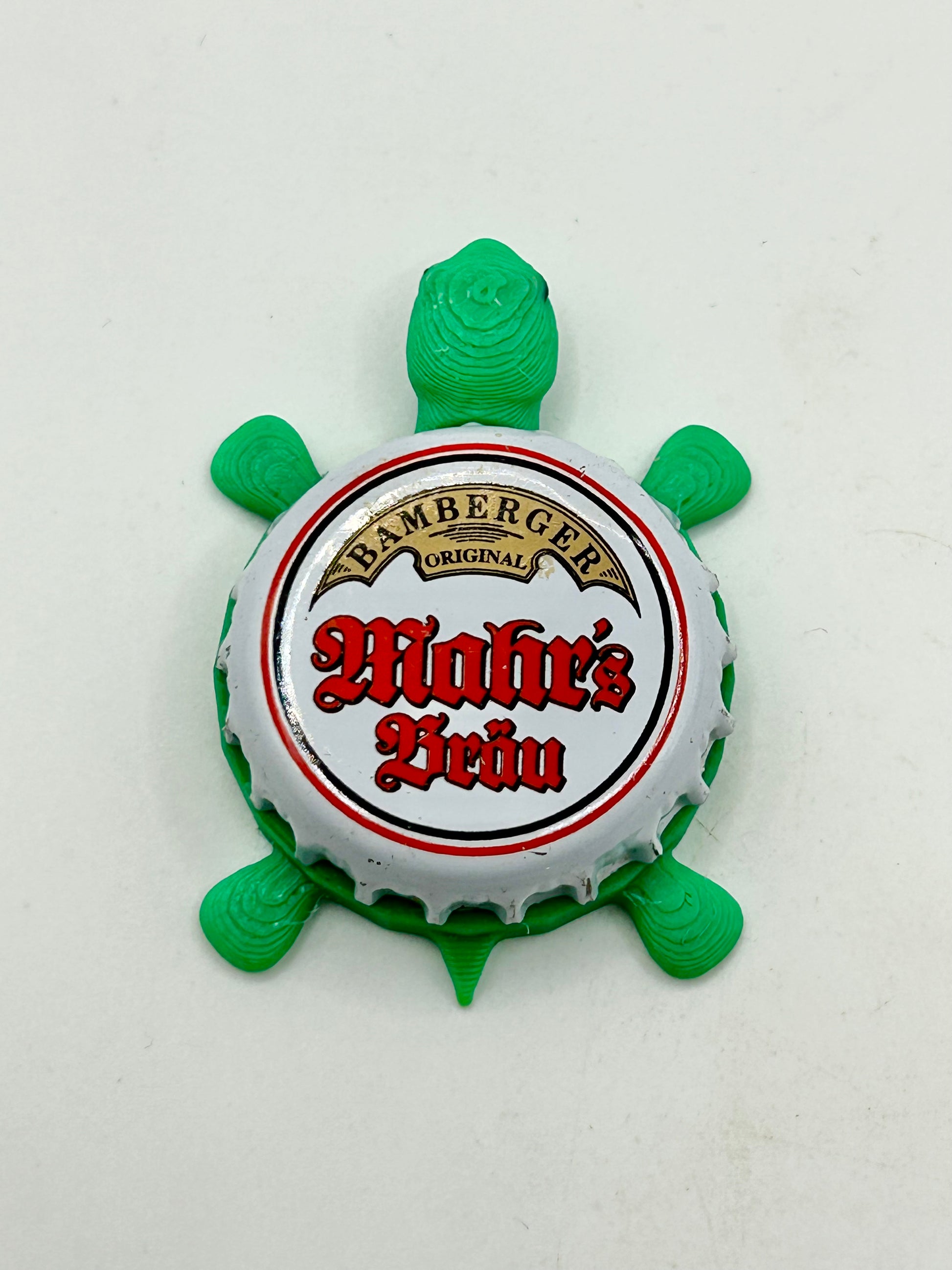 Bamberger Mahr’s Brau (White) - Bottle Cap Magnet Turtle Shell Shocked Art