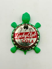 Lucky Club Cola - Bottle Cap Magnet Turtle Shell Shocked Art