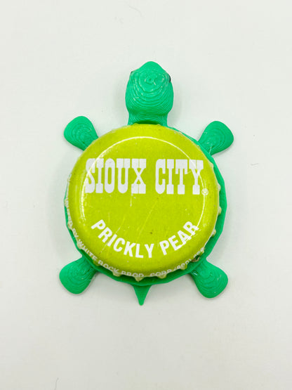 Sioux City Prickly Pear Soda - Bottle Cap Magnet Turtle Shell Shocked Art