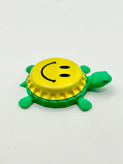 Happy Face - Bottle Cap Magnet Turtle Shell Shocked Art