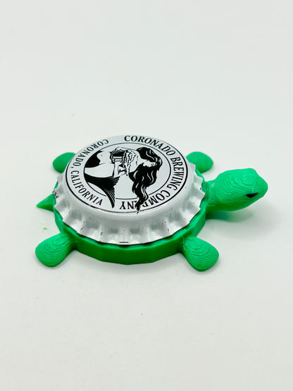Coronado Brewing (Black and White) - Bottle Cap Magnet Turtle Shell Shocked Art