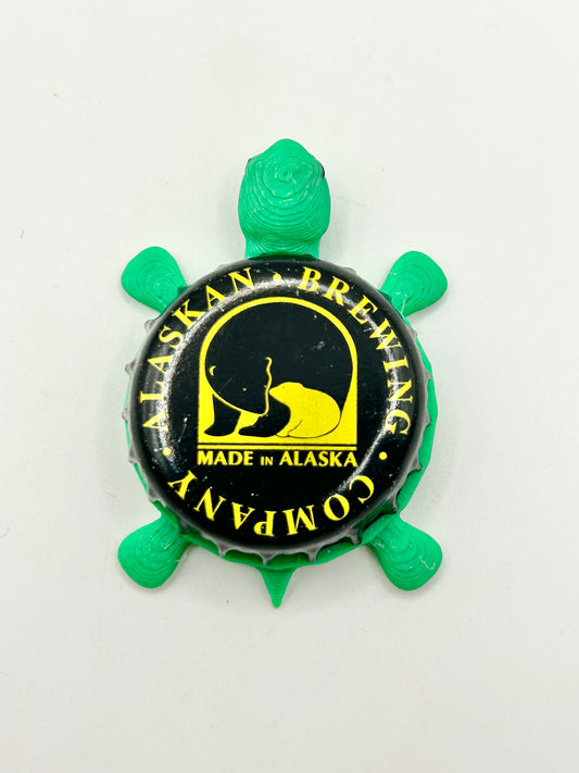 Alaskan Brewing (Black and Yellow) - Bottle Cap Magnet Turtle