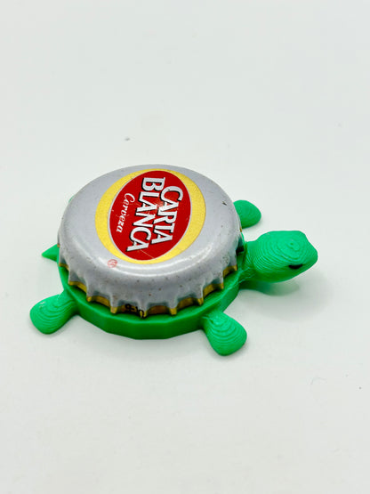Carta Blanca Cerveza - Bottle Cap Magnet Turtle Shell Shocked Art