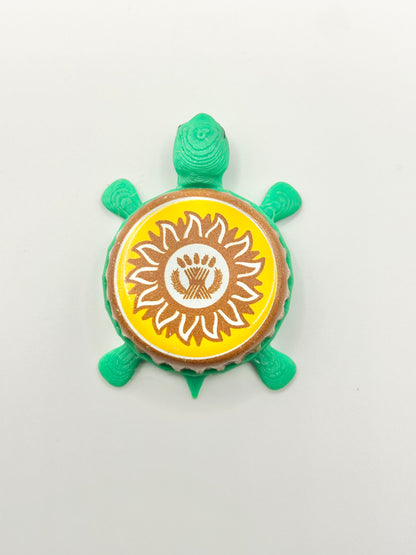 Shock Top Sun Logo - Bottle Cap Magnet Turtle Shell Shocked Art