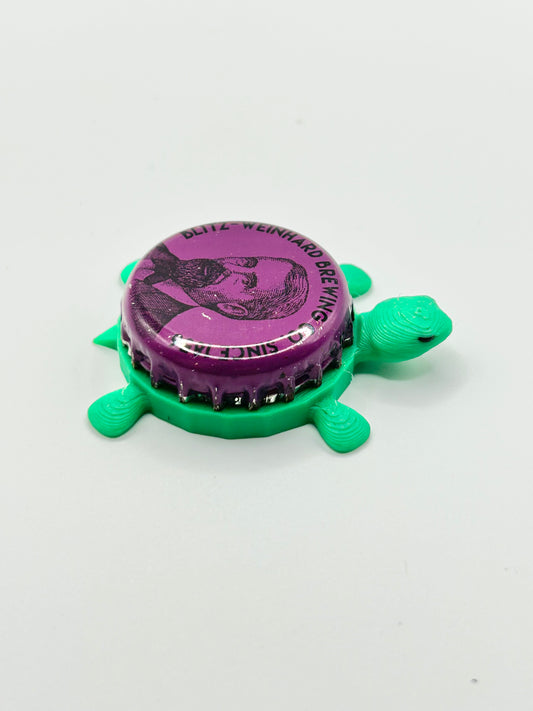 Blitz Weinhard Brewing (Purple) - Bottle Cap Magnet Turtle