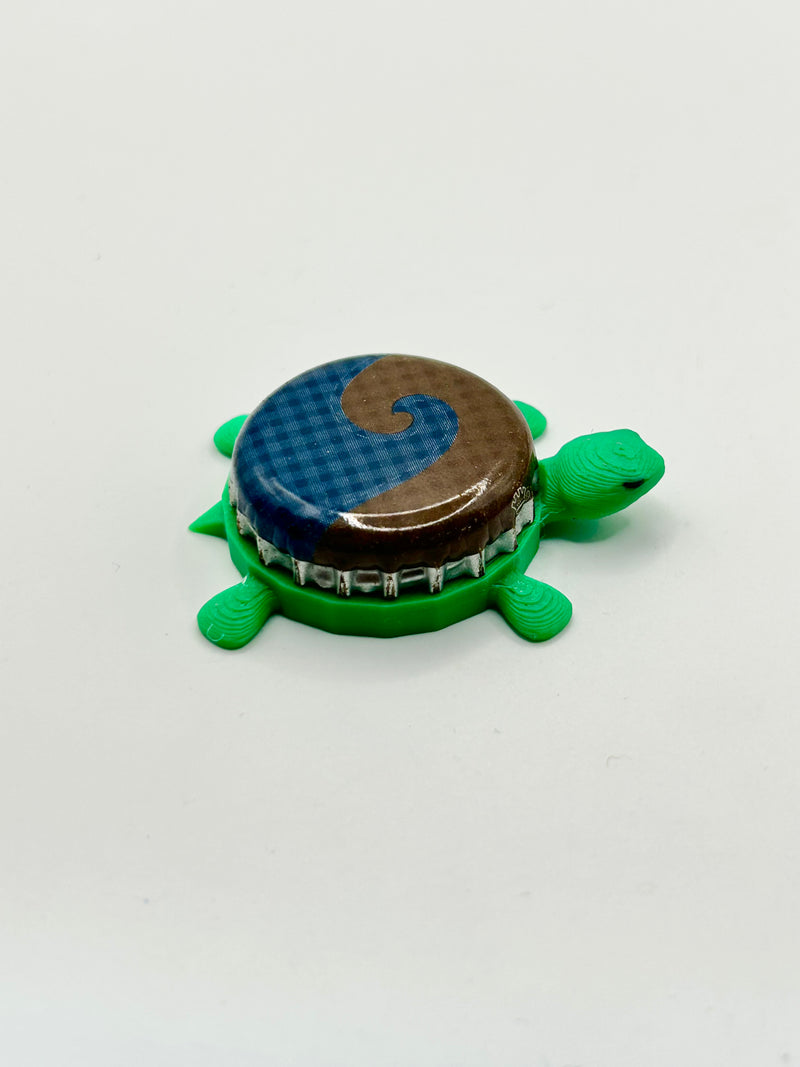 Beach Haus (Blue & Brown) - Bottle Cap Magnet Turtle Shell Shocked Art