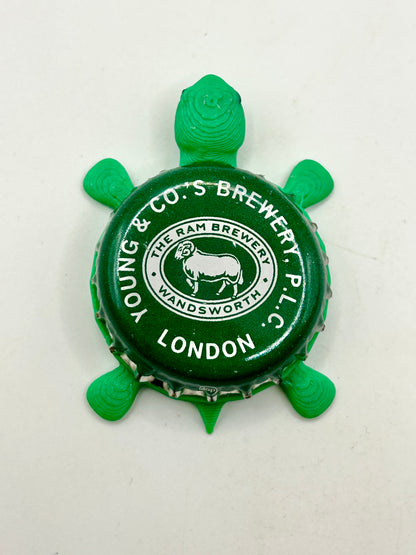The Ram Brewery (Green) - Bottle Cap Magnet Turtle Shell Shocked Art
