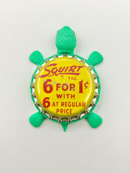 Squirt Soda (Vintage 6 for 1 Cent) - Bottle Cap Magnet Turtle Shell Shocked Art