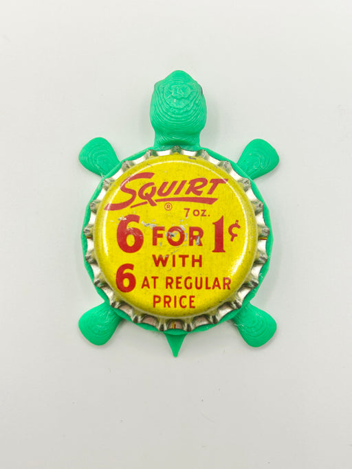 Squirt Soda (Vintage 6 for 1 Cent) - Bottle Cap Magnet Turtle Shell Shocked Art