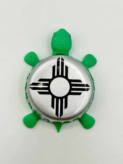 Santa Fe Brewing (Silver) - Bottle Cap Magnet Turtle Shell Shocked Art