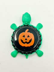 Jack O Lantern Pumpkin - Bottle Cap Magnet Turtle Shell Shocked Art