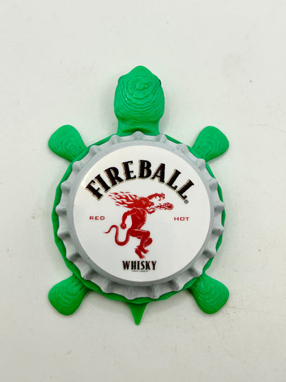 Fireball Whiskey - Bottle Cap Magnet Turtle