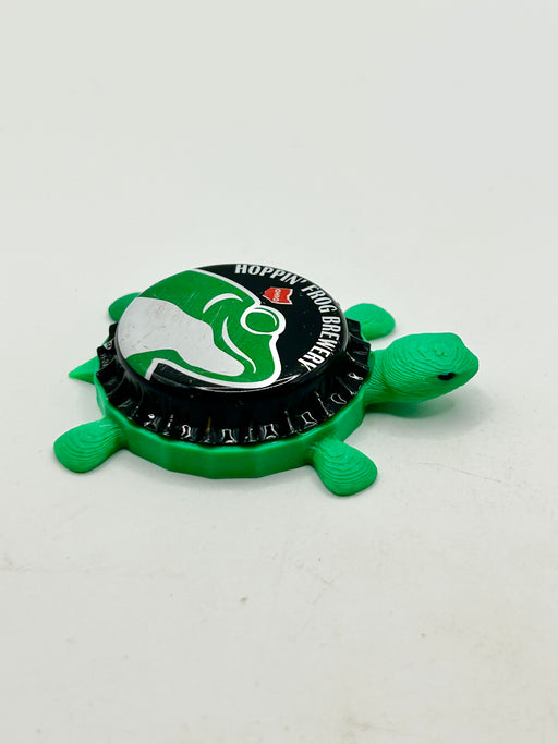 Hoppin’ Frog Brewery (Black) - Bottle Cap Magnet Turtle Shell Shocked Art