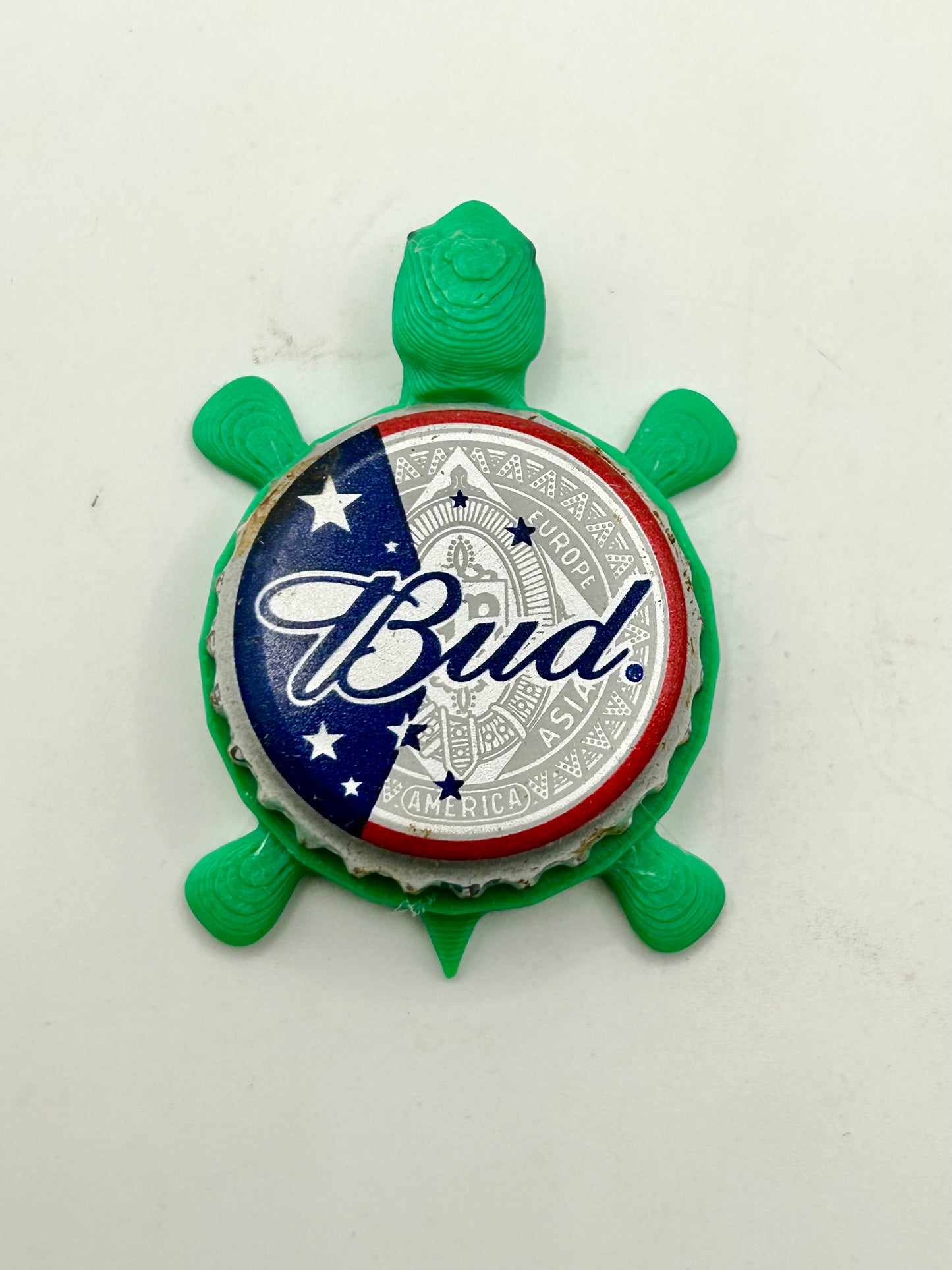 Budweiser Patriotic (Blue and Silver) - Bottle Cap Magnet Turtle Shell Shocked Art