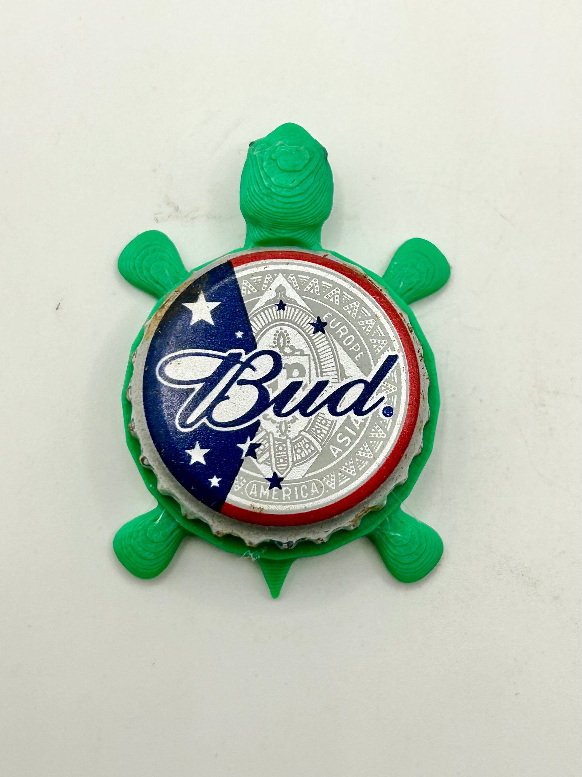 Budweiser Patriotic (Blue and Silver) - Bottle Cap Magnet Turtle Shell Shocked Art