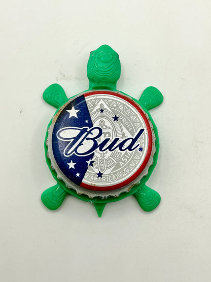 Budweiser Patriotic (Blue and Silver) - Bottle Cap Magnet Turtle Shell Shocked Art