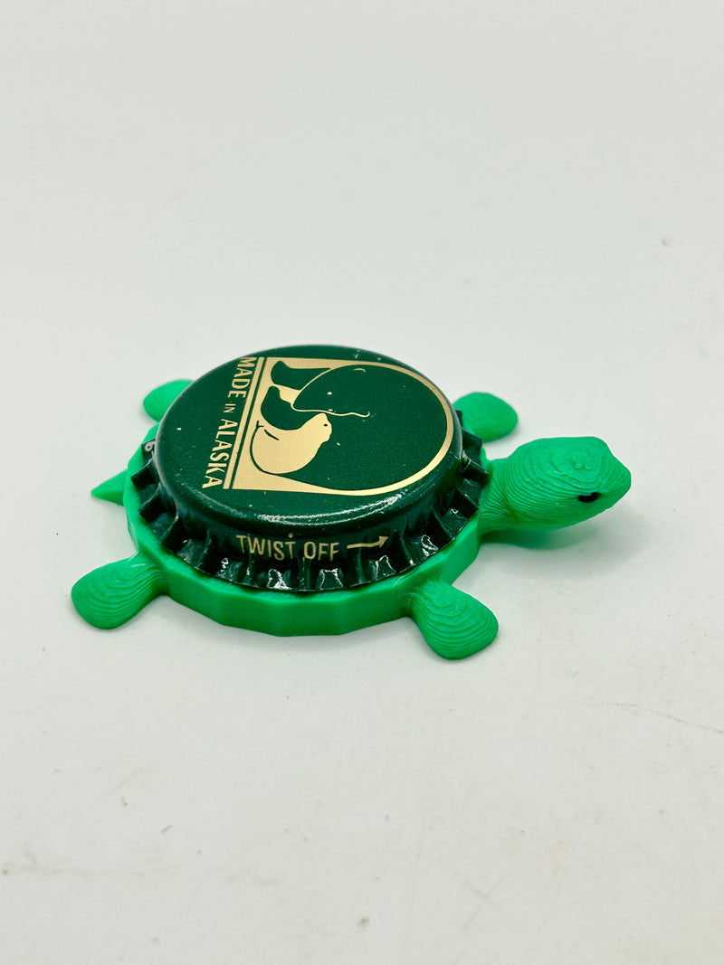 Alaskan Brewing (Green & Beige) - Bottle Cap Magnet Turtle Shell Shocked Art