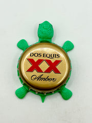 Dos Equis (Amber) - Bottle Cap Magnet Turtle Shell Shocked Art
