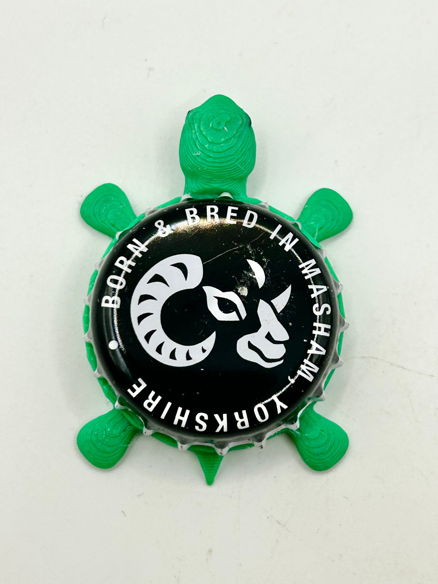 Black Sheep Brewing - Bottle Cap Magnet Turtle Shell Shocked Art