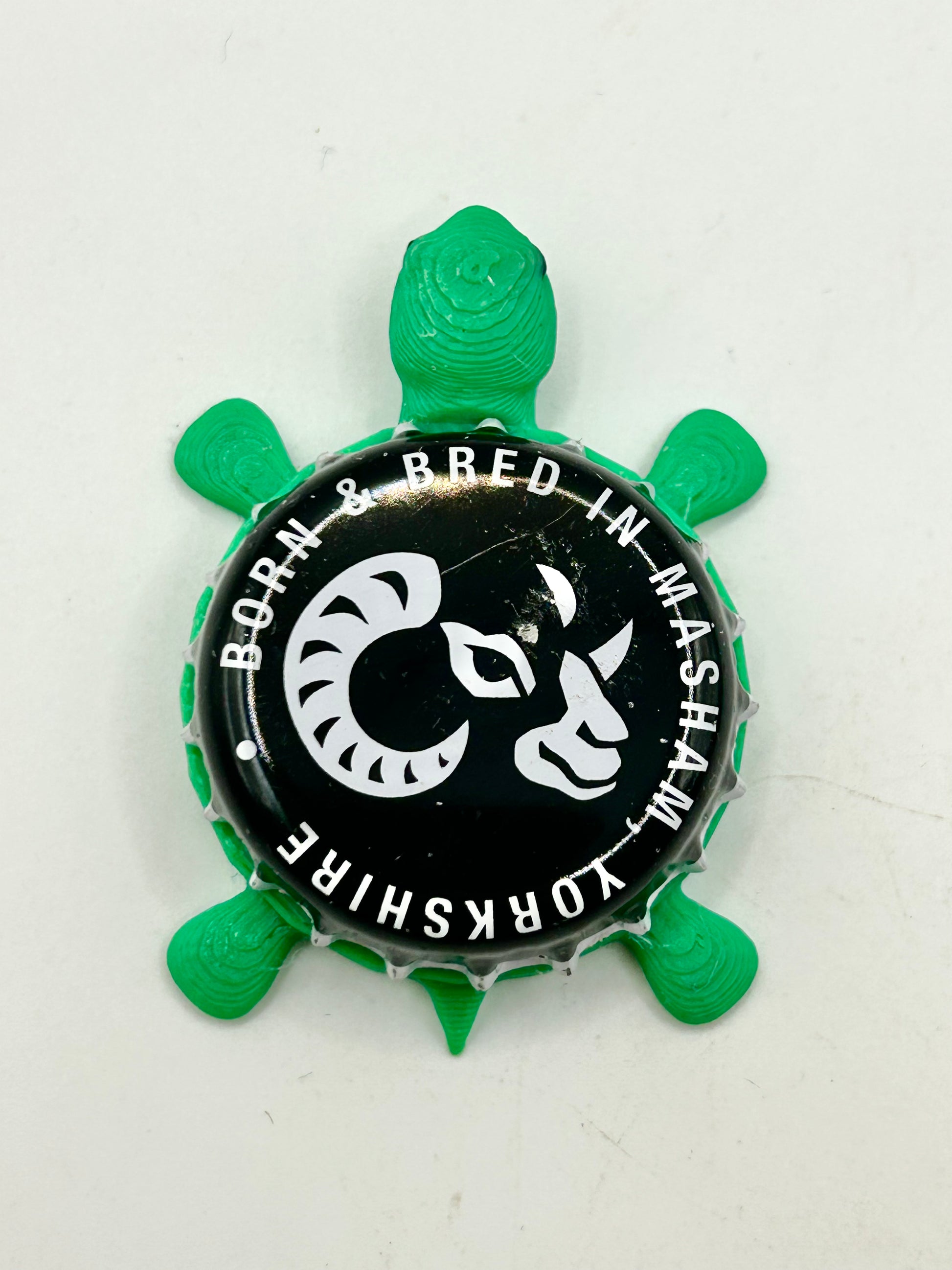 Black Sheep Brewing - Bottle Cap Magnet Turtle Shell Shocked Art