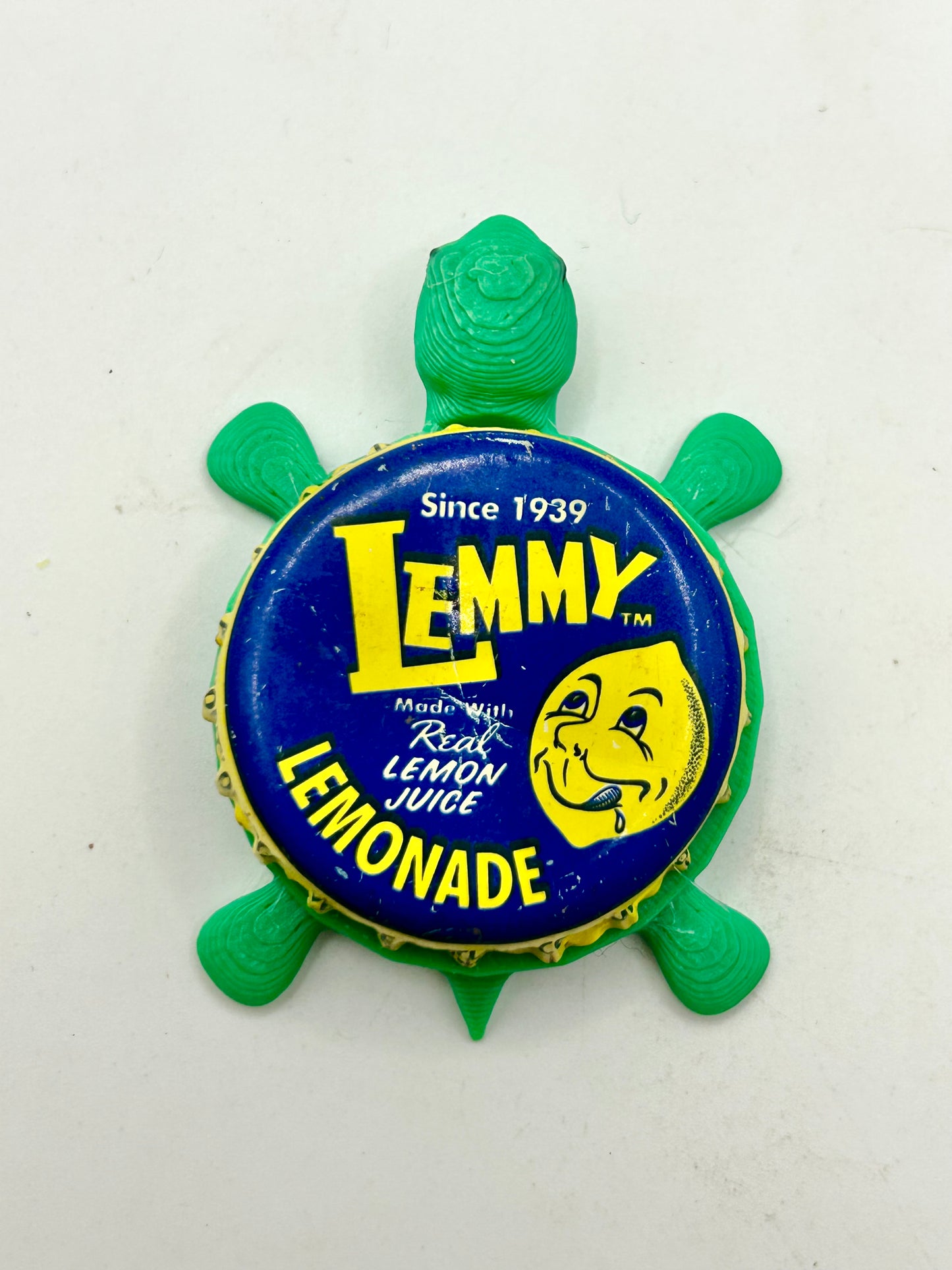Lemmy Lemonade - Bottle Cap Magnet Turtle Shell Shocked Art
