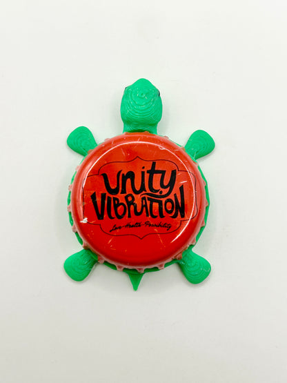 Unity Vibration Brewing (Red) - Bottle Cap Magnet Turtle Shell Shocked Art