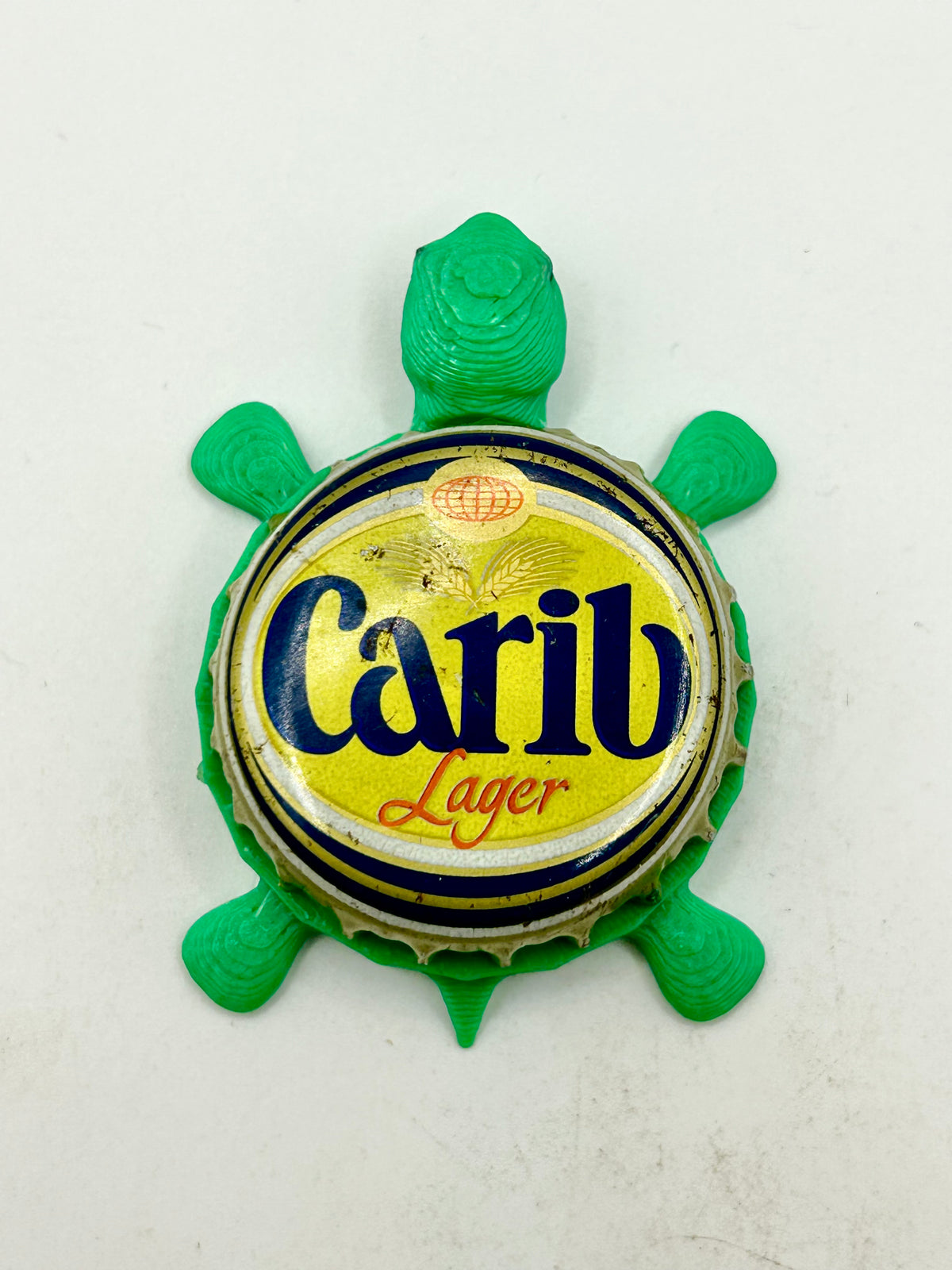 Carib Lager Beer (Vintage) - Bottle Cap Magnet Turtle — Shell Shocked Art
