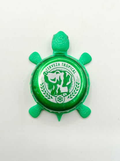 Cerveza Tropical - Bottle Cap Magnet Turtle Shell Shocked Art