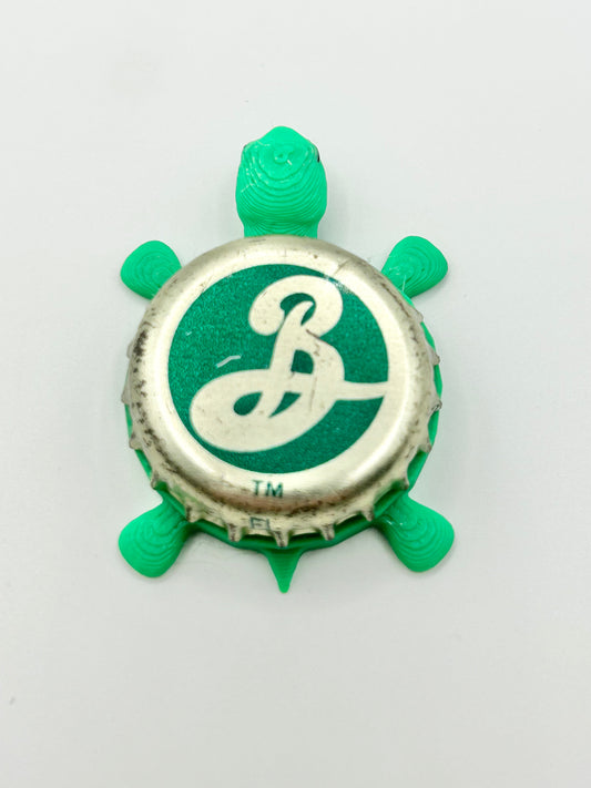 Brooklyn Beer (Green Background) - Bottle Cap Magnet Turtle