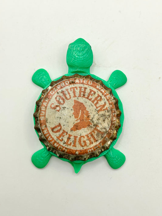 Southern Delight Drink - Bottle Cap Magnet Turtle Shell Shocked Art