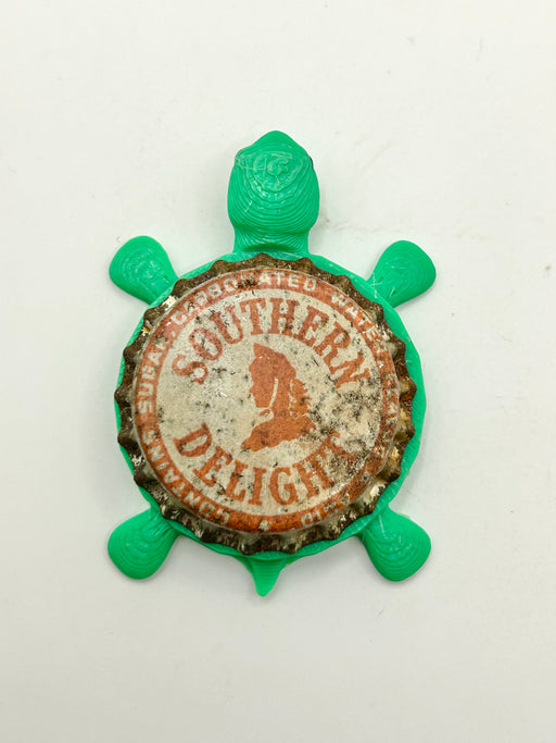 Southern Delight Drink - Bottle Cap Magnet Turtle Shell Shocked Art
