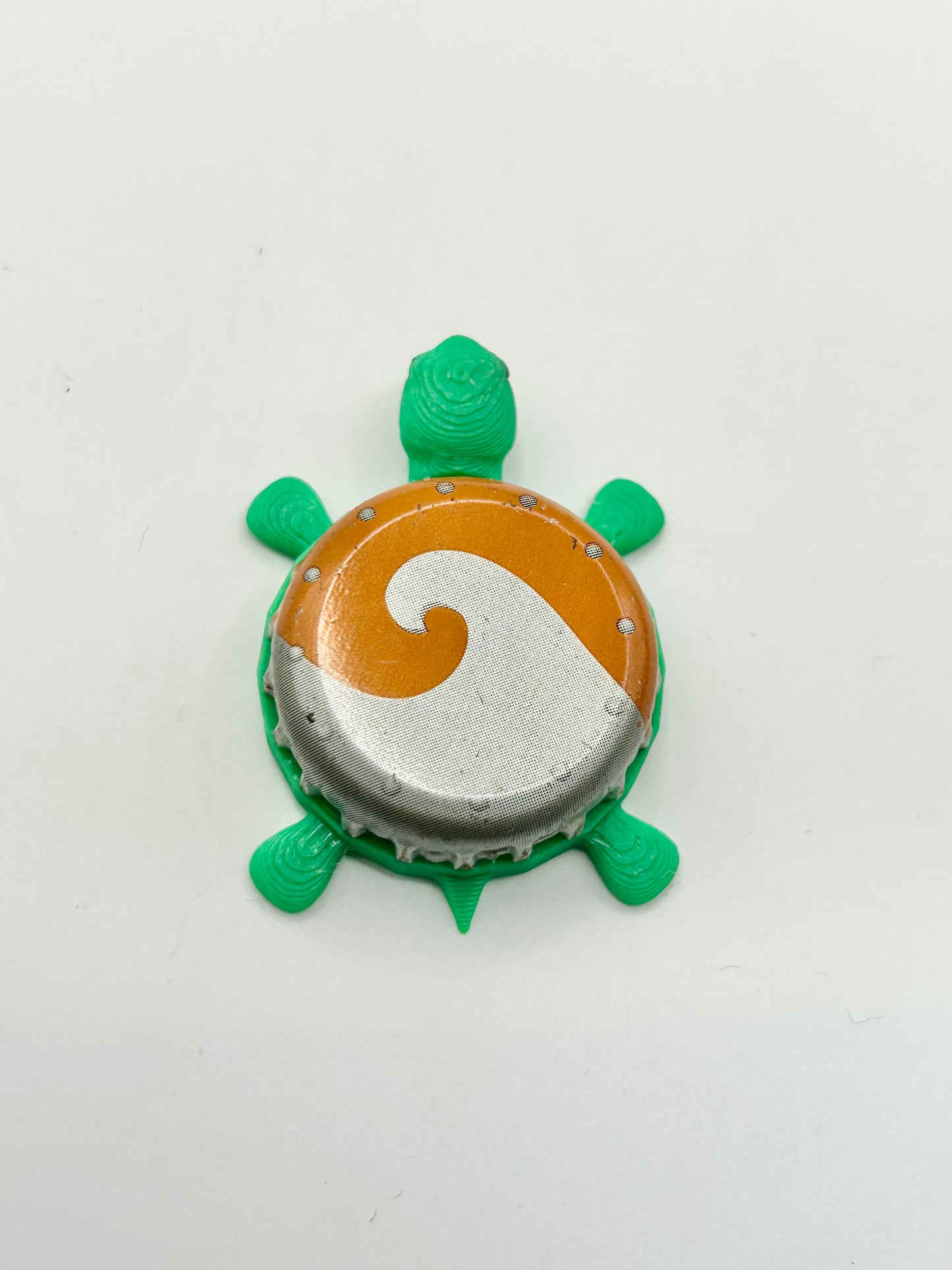 Beach Haus (Orange & Silver) - Bottle Cap Magnet Turtle
