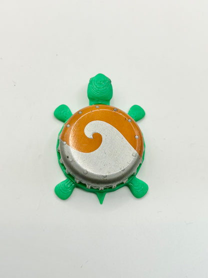 Beach Haus (Orange & Silver) - Bottle Cap Magnet Turtle Shell Shocked Art