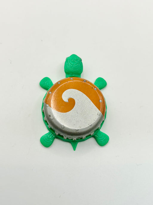 Beach Haus (Orange & Silver) - Bottle Cap Magnet Turtle Shell Shocked Art